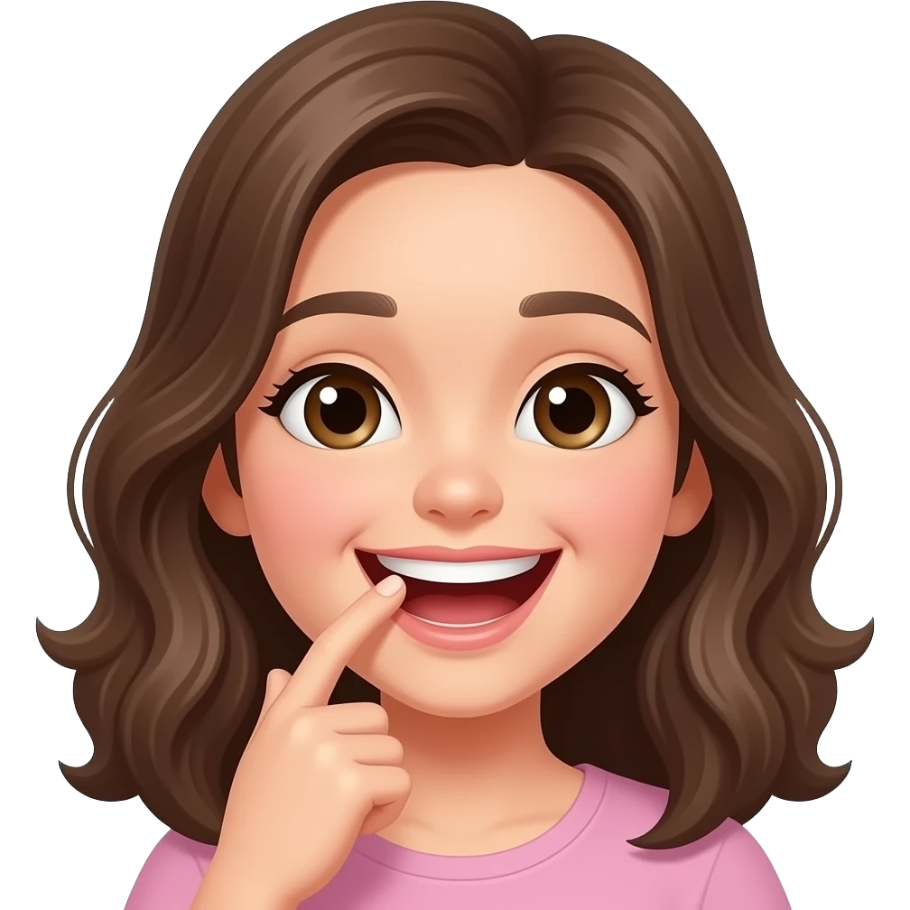 laughing and lightly biting the tip of the index finger girl emoji