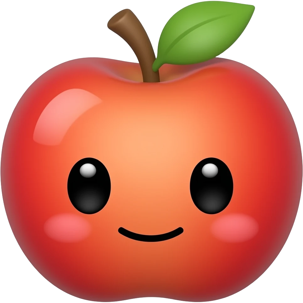 Kawaii apple black eyes emoji