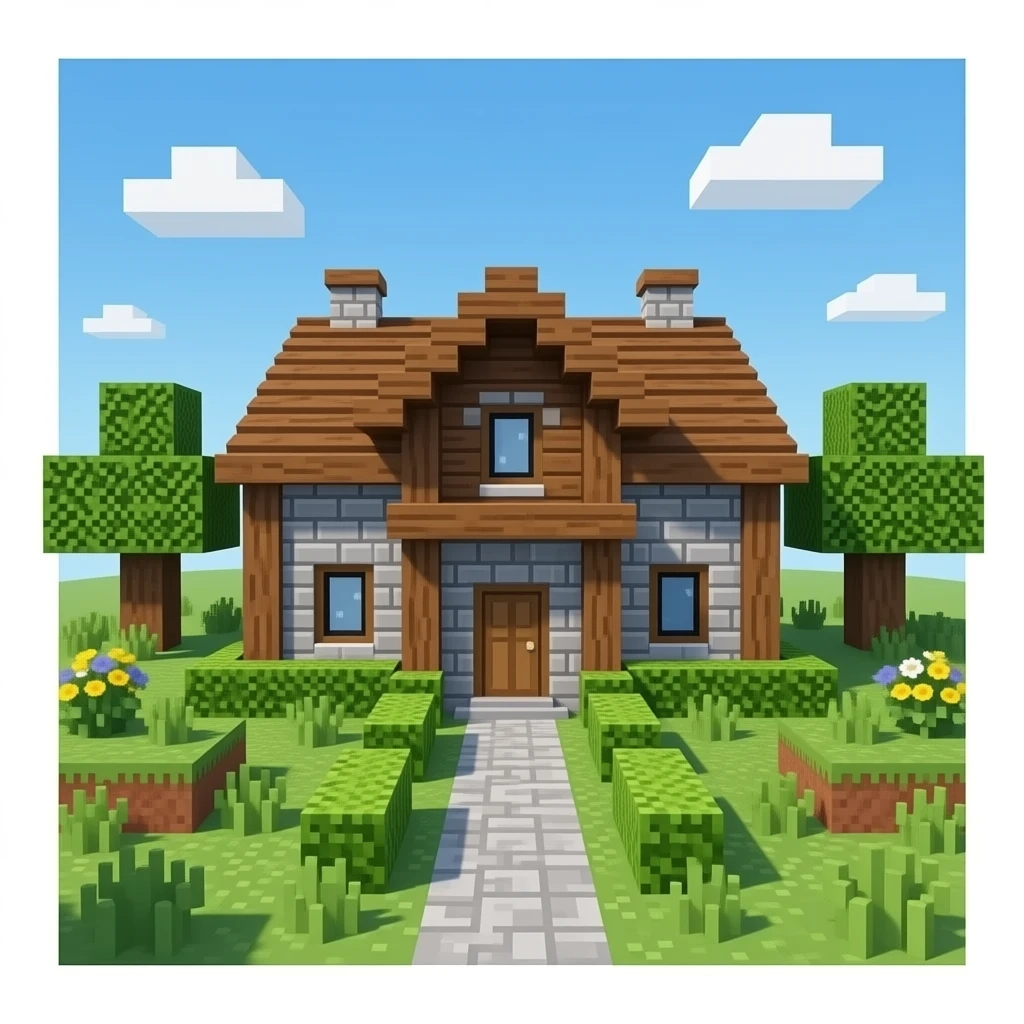 Minecraft  dark oak with stone bricks house tutorial emoji