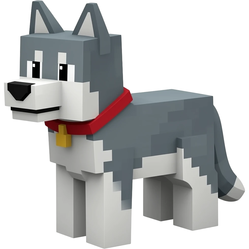 Minecraft wolf-dog with red collar emoji