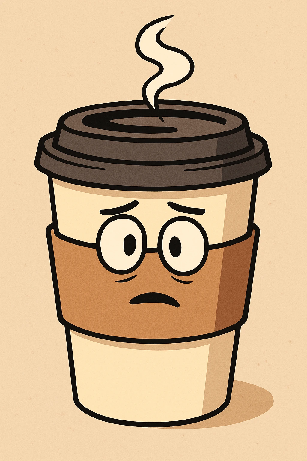 a to-go cup with a hot beverage sleeve, simple and iconic emoji