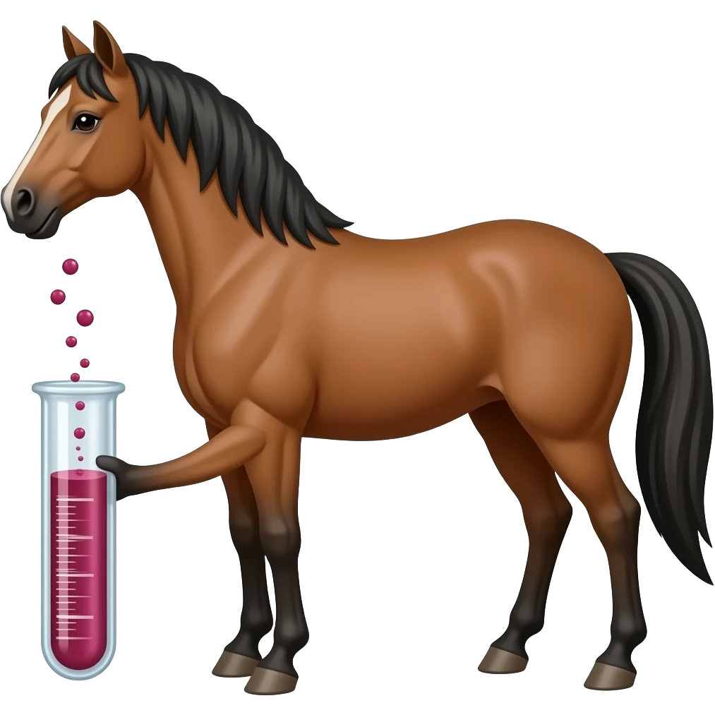 Test tube with legs on a horse emoji