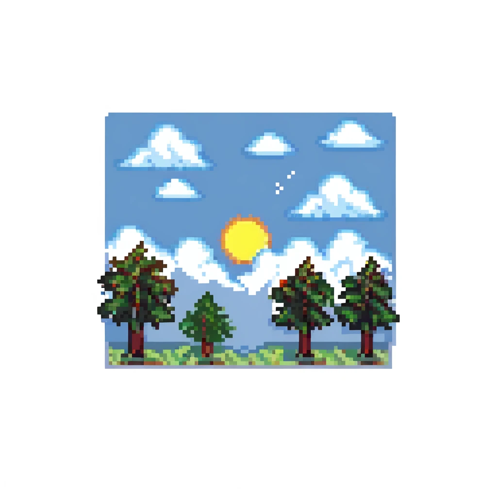 A sunny day with trees, sky, and clouds emoji