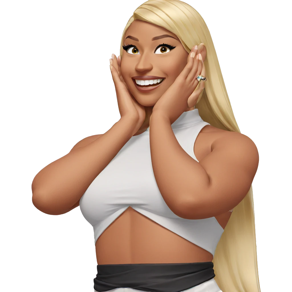 blonde girl with a smile emoji