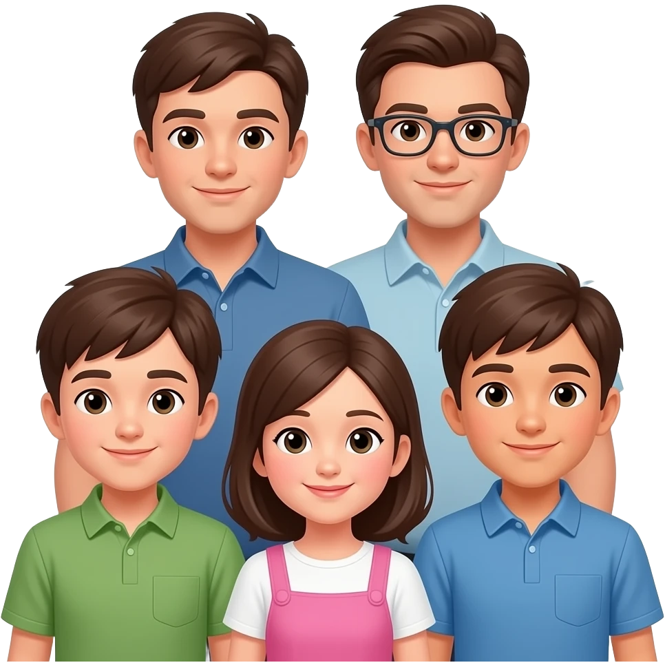 six person family 3 sons 1 daughter 1 more son emoji