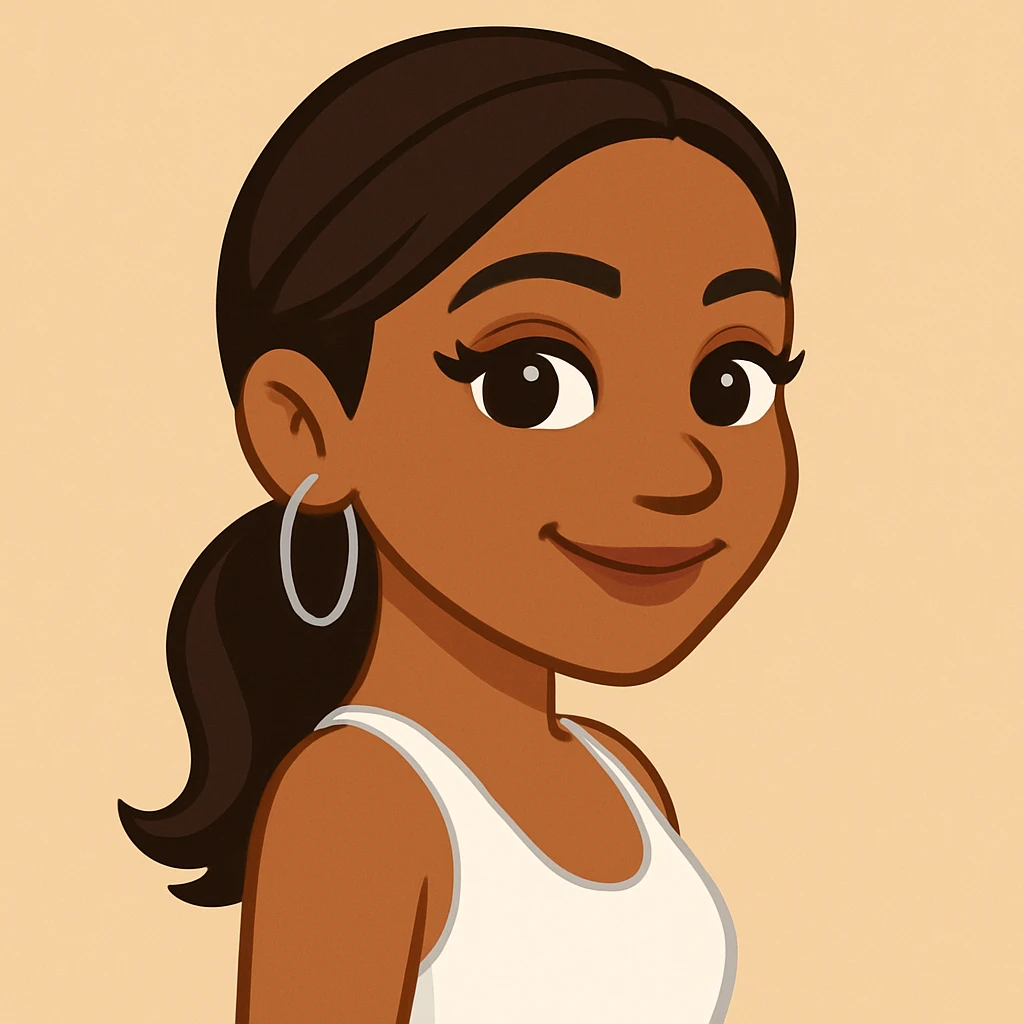 turn the second man in emoji style of the 1st image, match the facial features and match dressing style of the 2nd image, she is wearing white tank top lose, side pose emoji