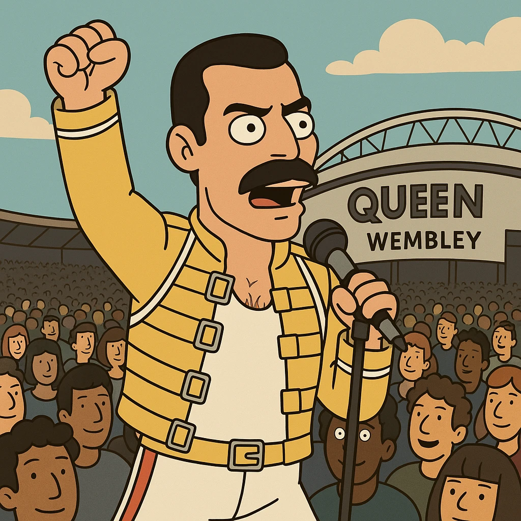 Freddie Mercury people lots of people Queen at Wembley emoji