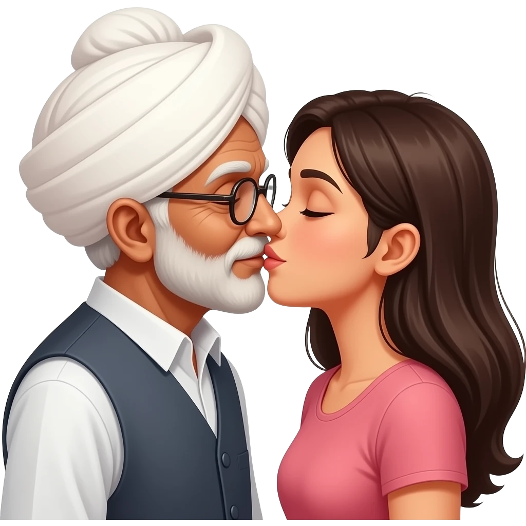 A indian old bottom men with young top kissing emoji