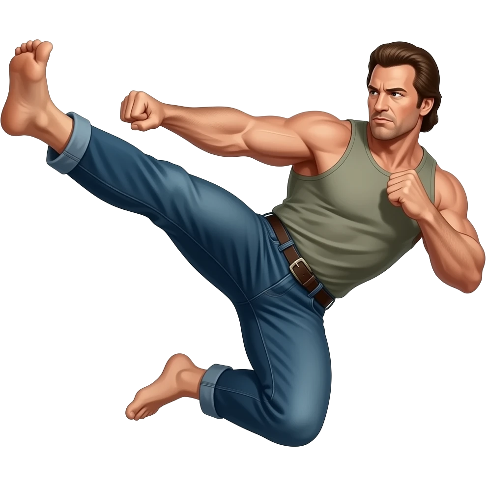 Flying side kick - chuck norris style emoji