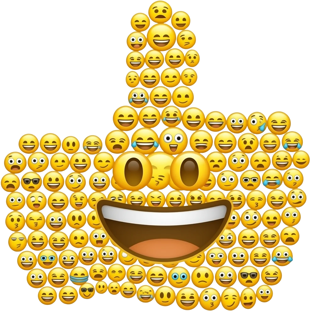 Cara feliz de emojis amarillos y un me gusta emoji