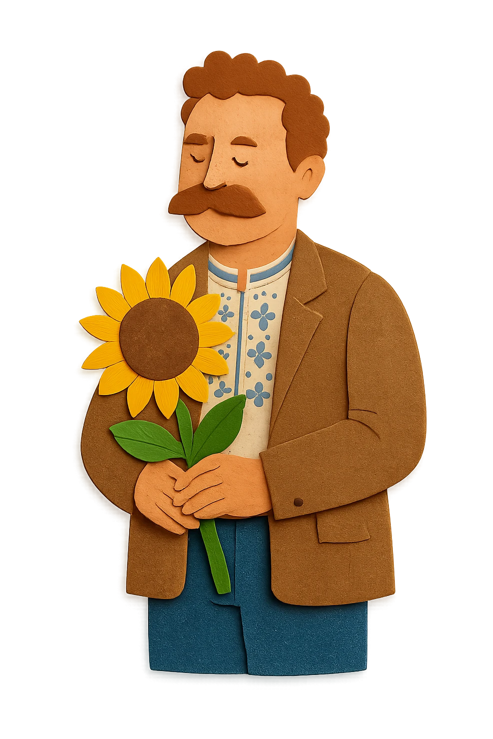 A man holding a sunflower in his hands emoji