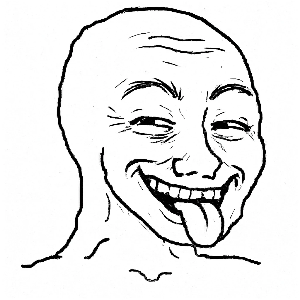 舌头吐出来：
"角色露出傻笑，舌头伸出来，像是调皮或者得意，眼睛眯着，面部充满俏皮感 emoji