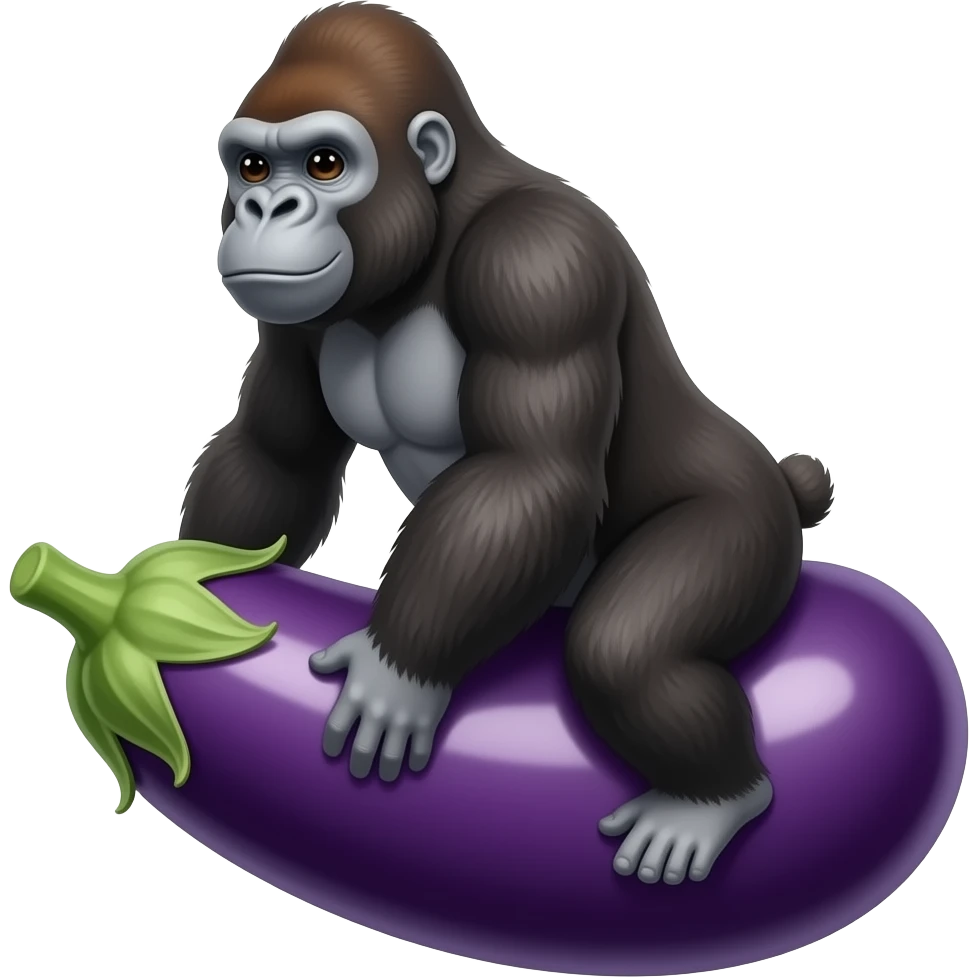 GORILA RIDING EGGPLANT emoji