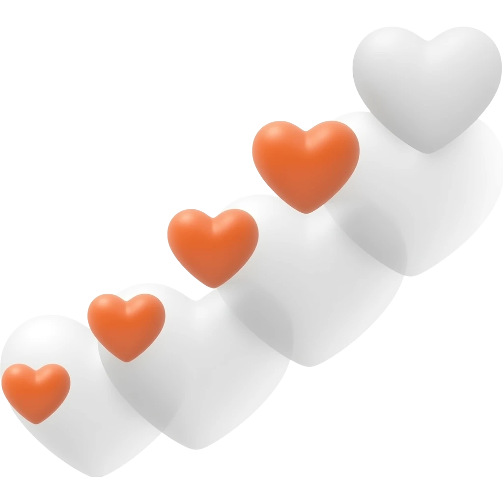 5 Small orange hearts and white hearts randomly going up into the air emoji