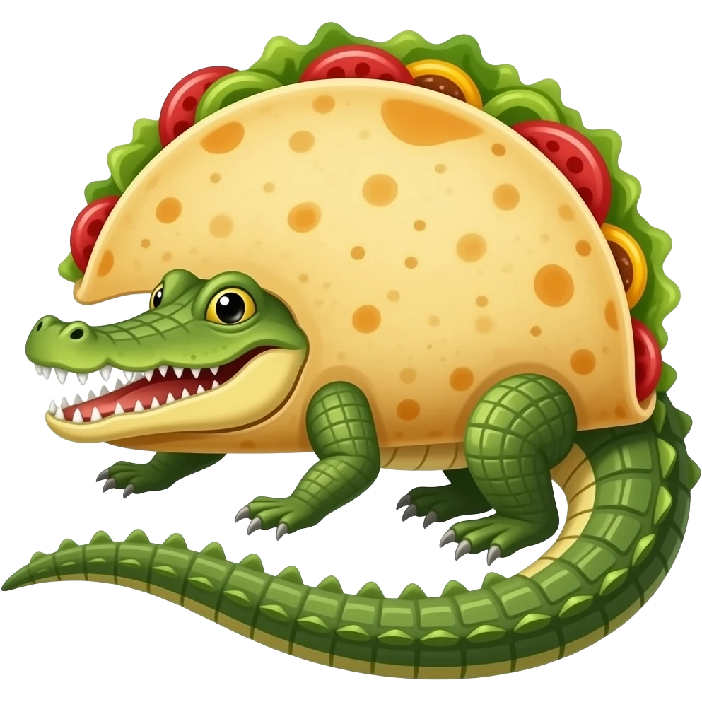 quesadilla fused with crocodile emoji