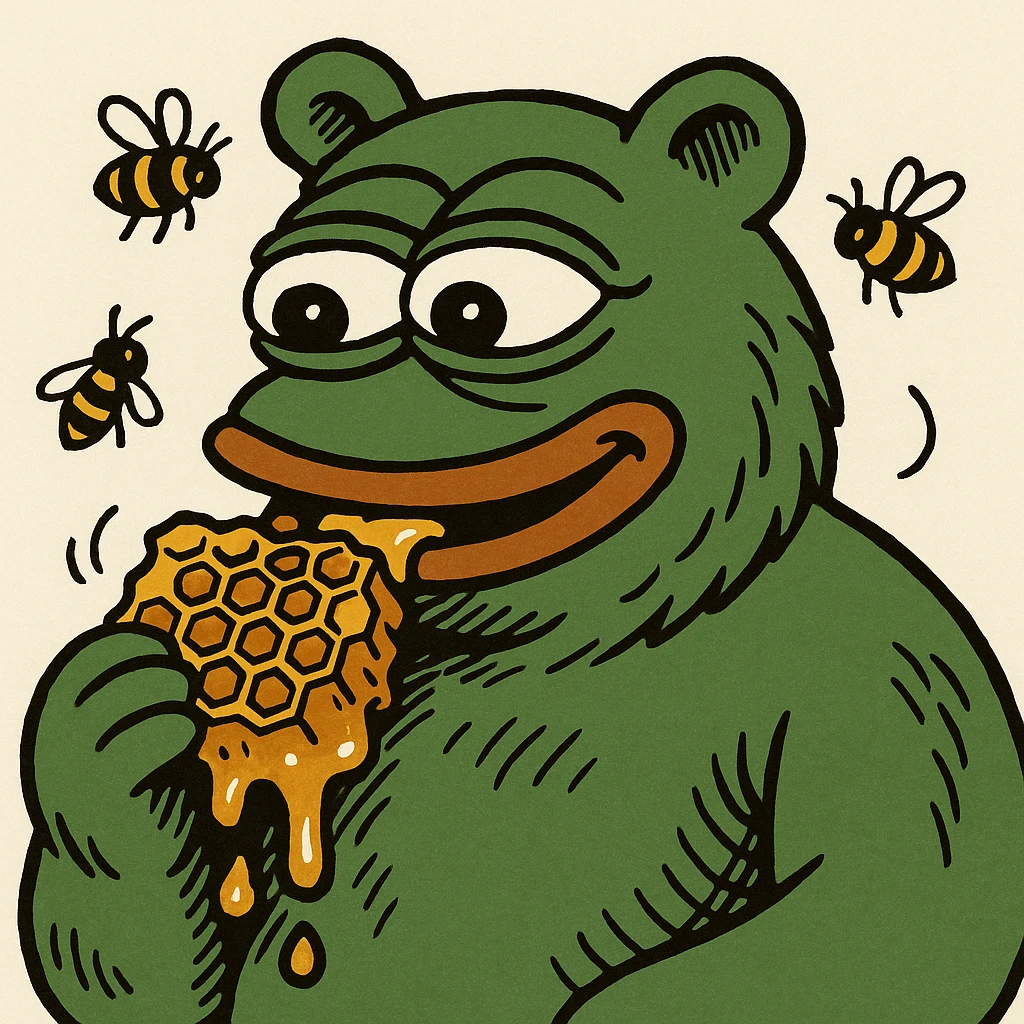 bear eating honeycomb with bees flying around emoji