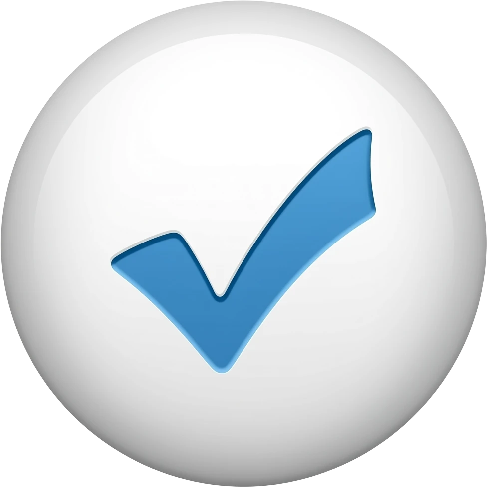 Yuvarlak beyaz mavi tik emoji