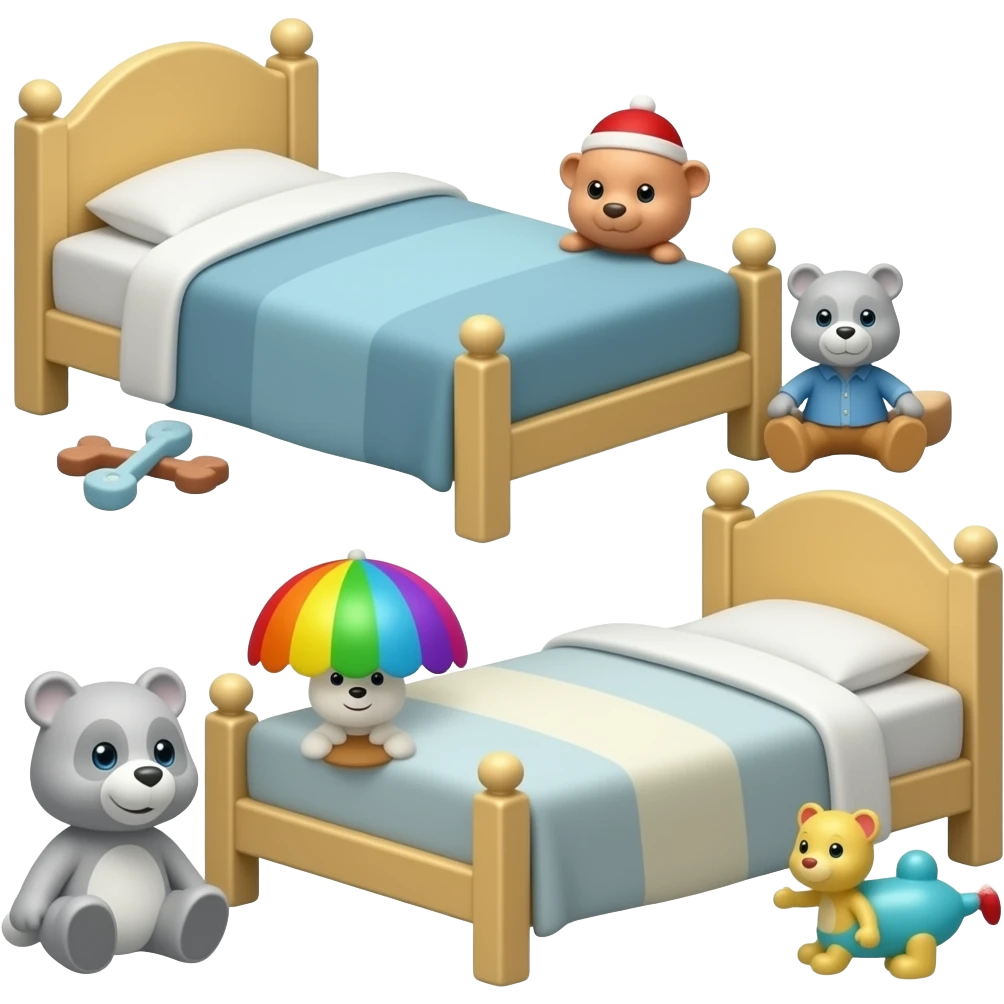 2 bed and toys white background emoji