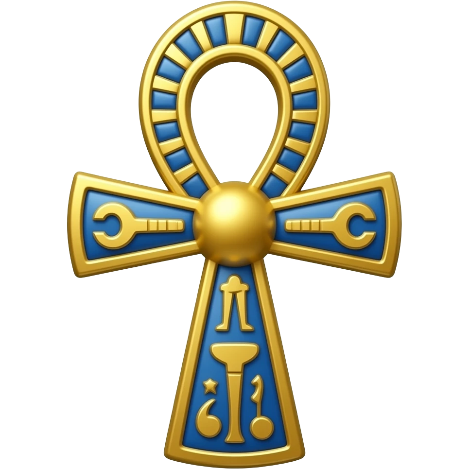 Gold and Blue Ankh with cartouches emoji