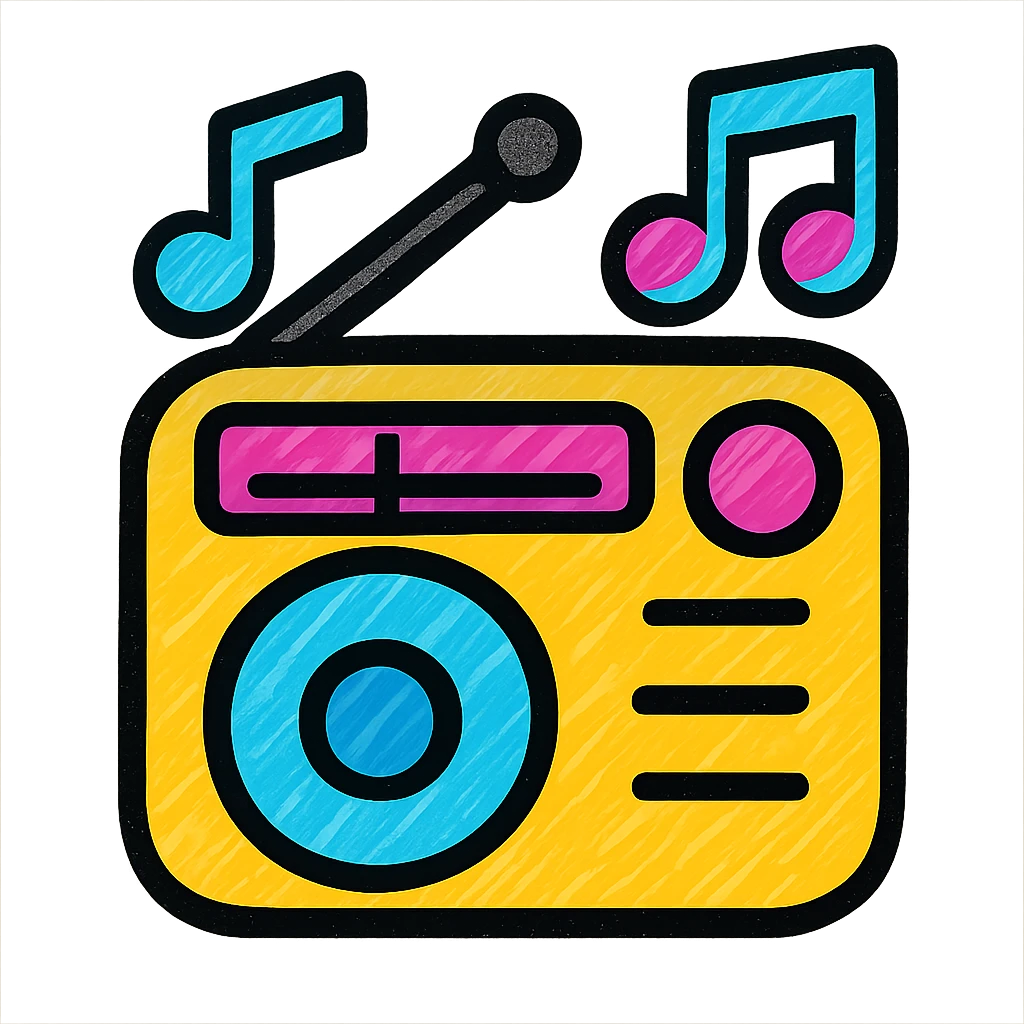 vibrant modern emoji representing musique and radio theme, suitable for Discord bot server interface emoji