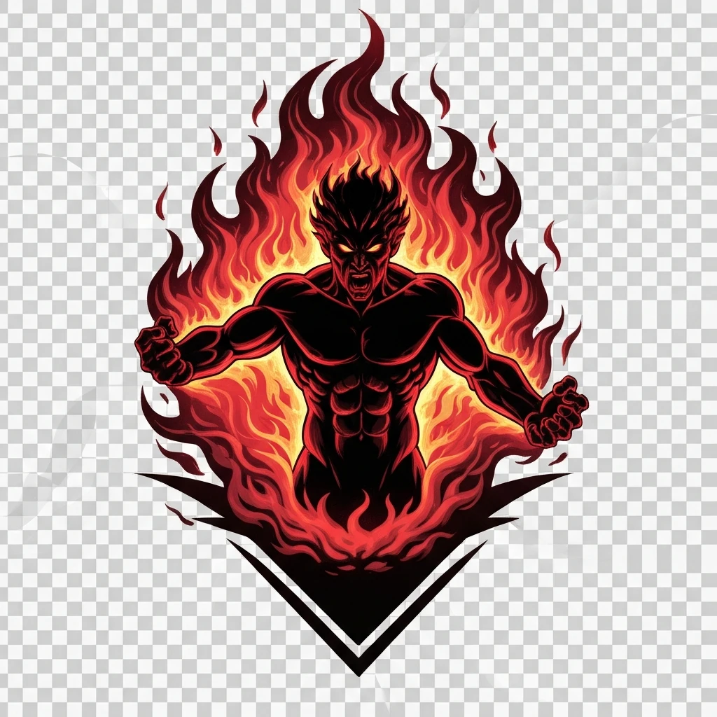 un emblème de la colère du dieu du feu (background transparent en png) emoji