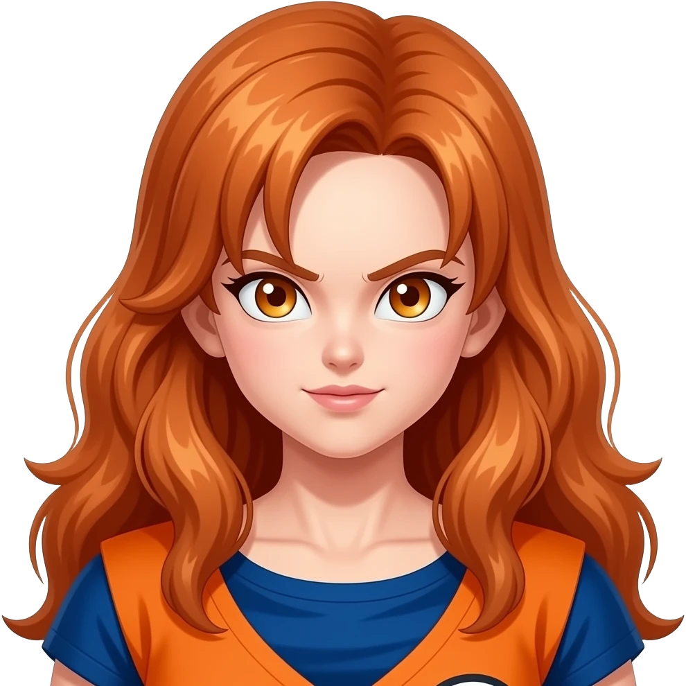 auburn long bushy voluminous haired female android 21 dragon ball fighterz emoji