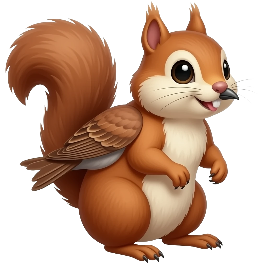 Chipmunk with a sparrow beak, sparrow wings emoji
