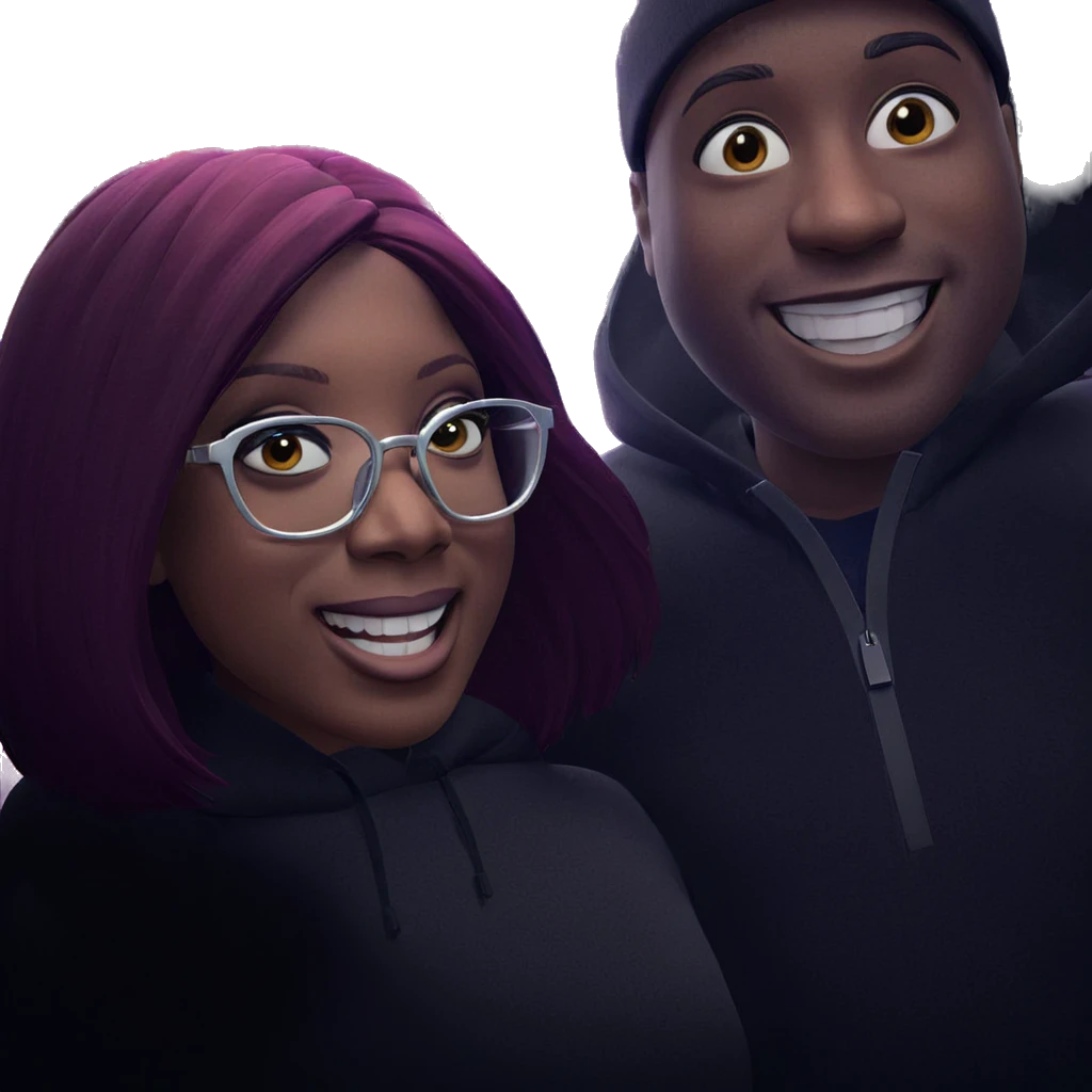 smiling couple under fireworks emoji