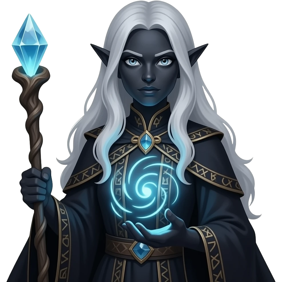 Drow wizard dnd look female emoji