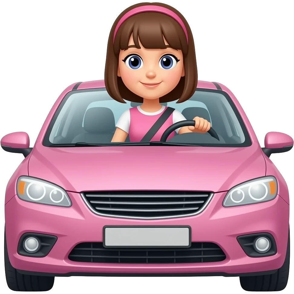 pink dress girl driver front view emoji