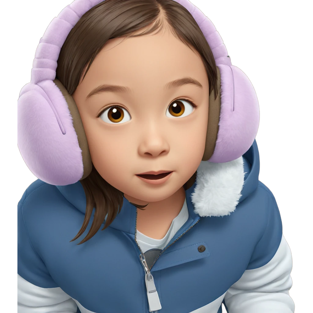 child with brown hair earmuffs emoji