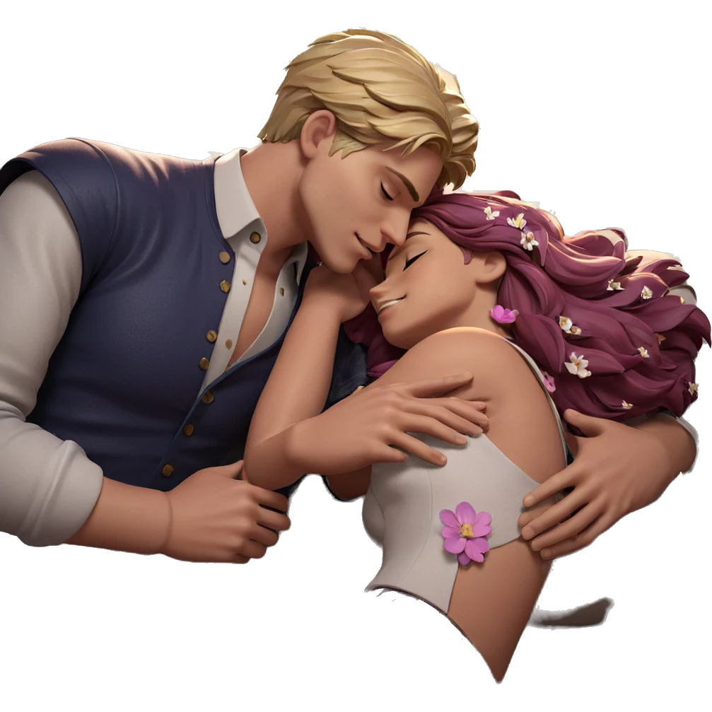 dreamy embrace under flowers emoji