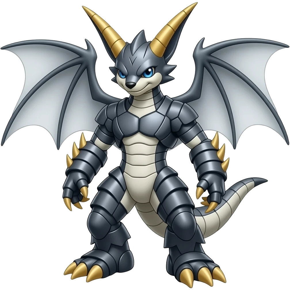 Cool Edgy Shiny Greymon-Wickerbeast-Weregarurumon full body emoji