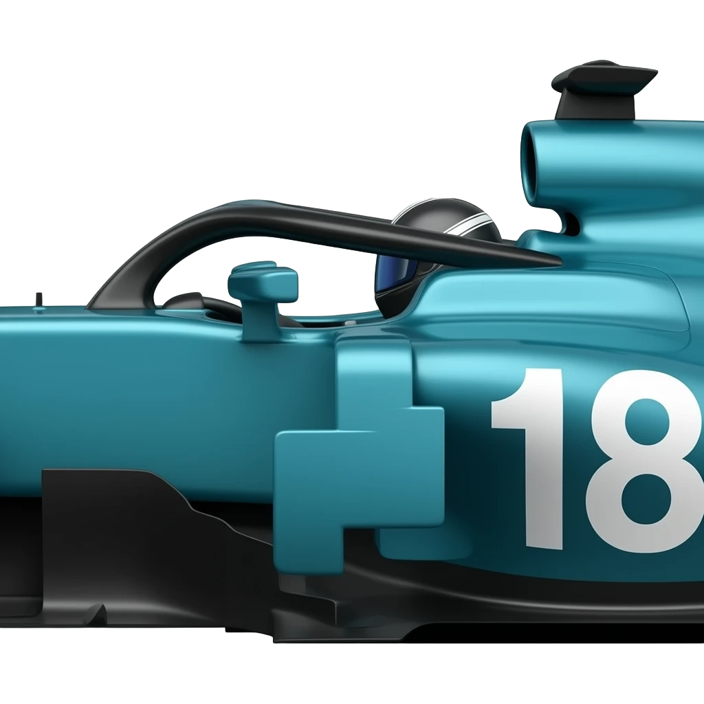 Aston Martin f1 sideways #18 with the person in the car wearing a black helemt emoji