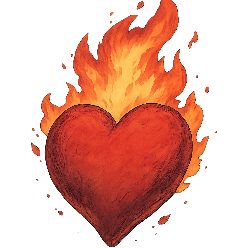 dramatic heart, ghibli style, no background emoji