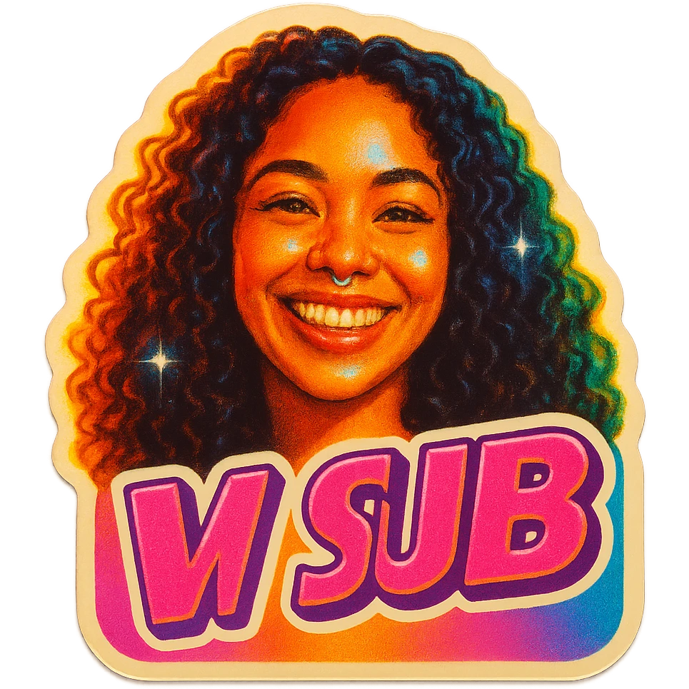 Smiling add the words W Sub in pink emoji