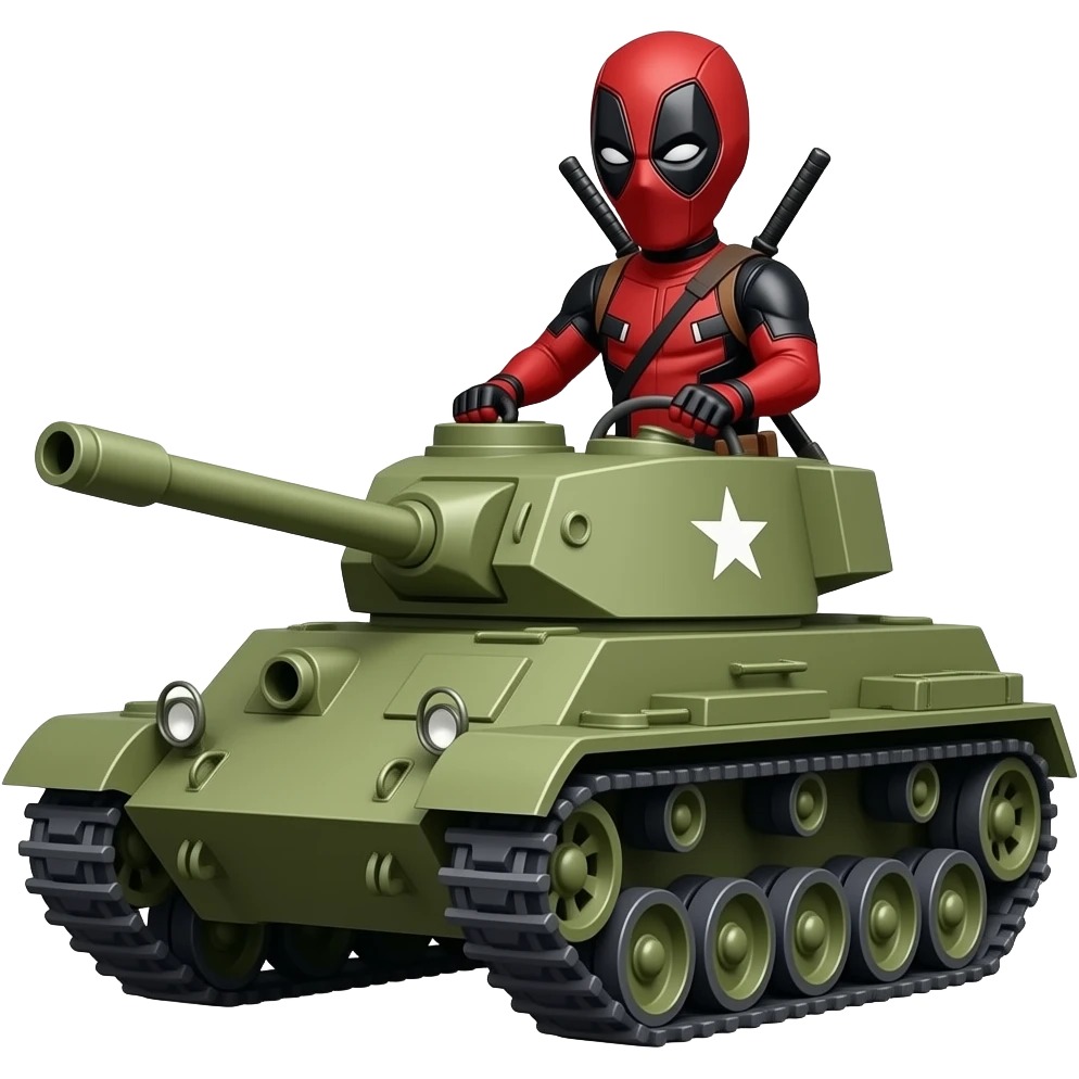 deadpool driving a tank emoji