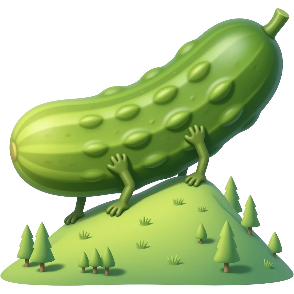 a pickle climbing up a hill emoji