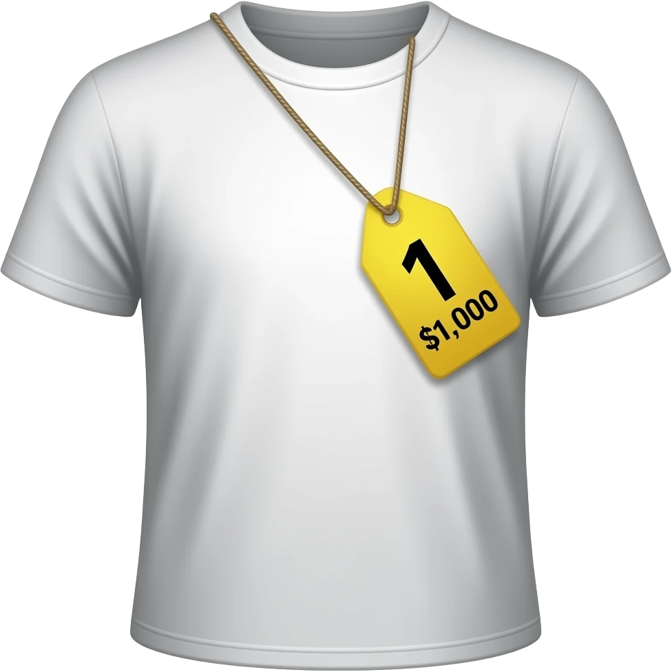 expensive t-shirt with a price on a tag 1000 dollars emoji