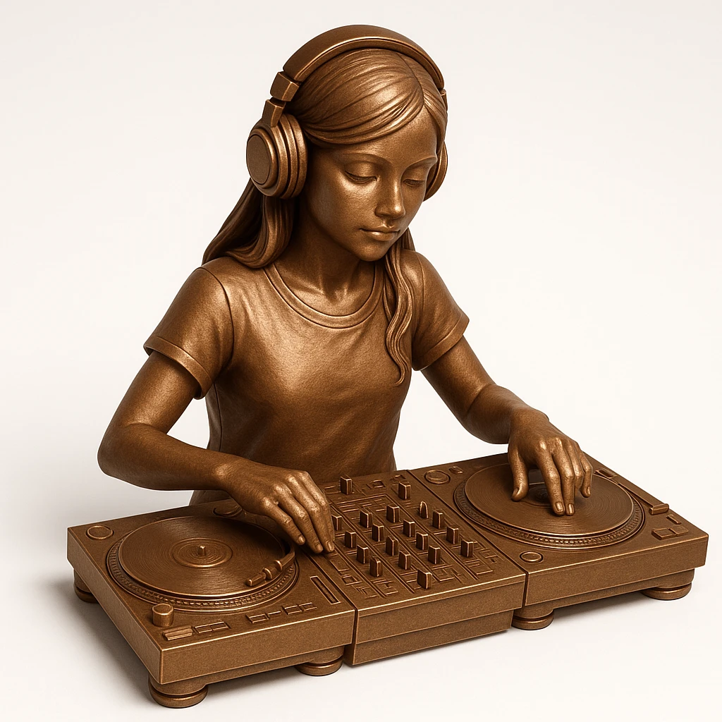 girl playing DJ set emoji