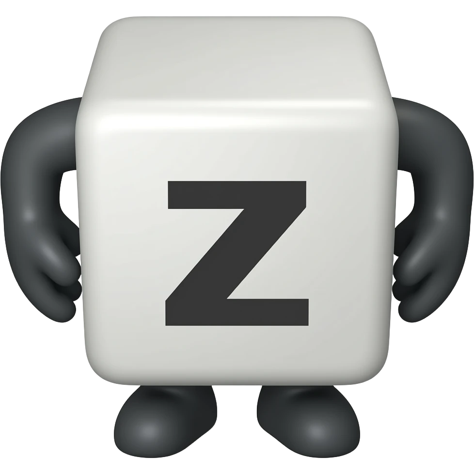 Z on a cube with legs without arms emoji