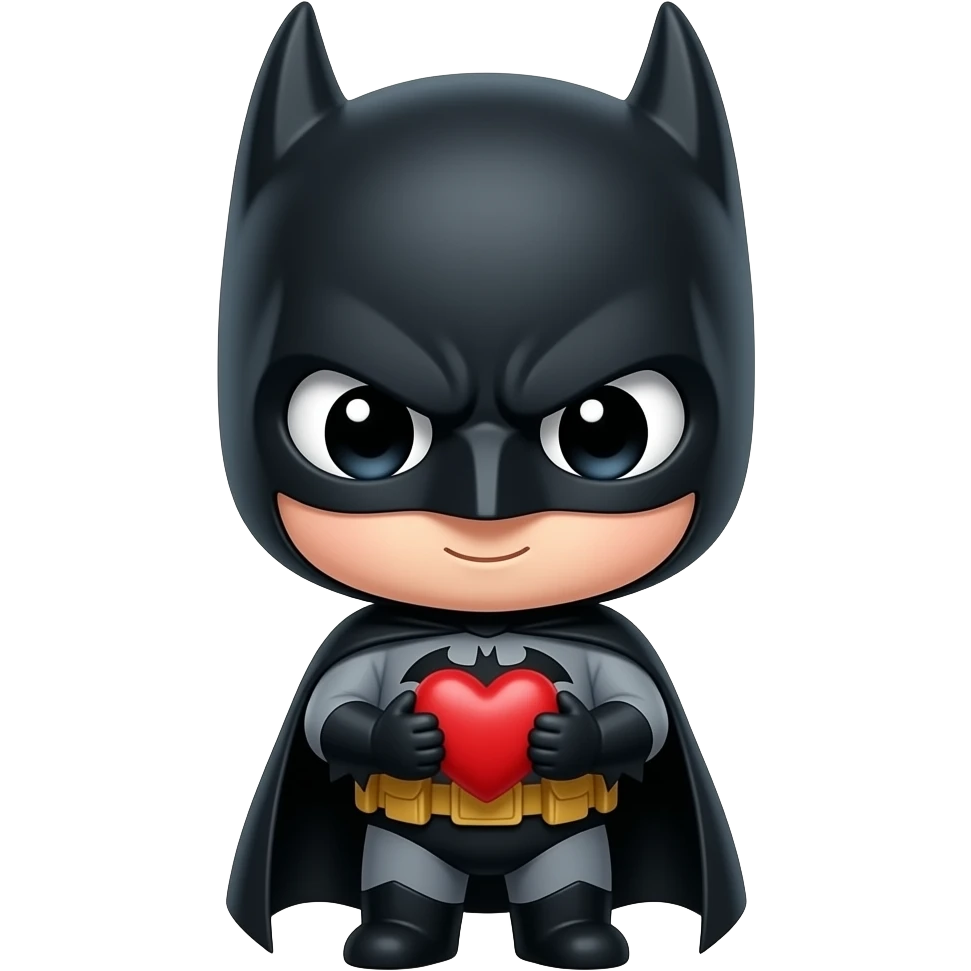 Batman chibi cute holding a heart emoji
