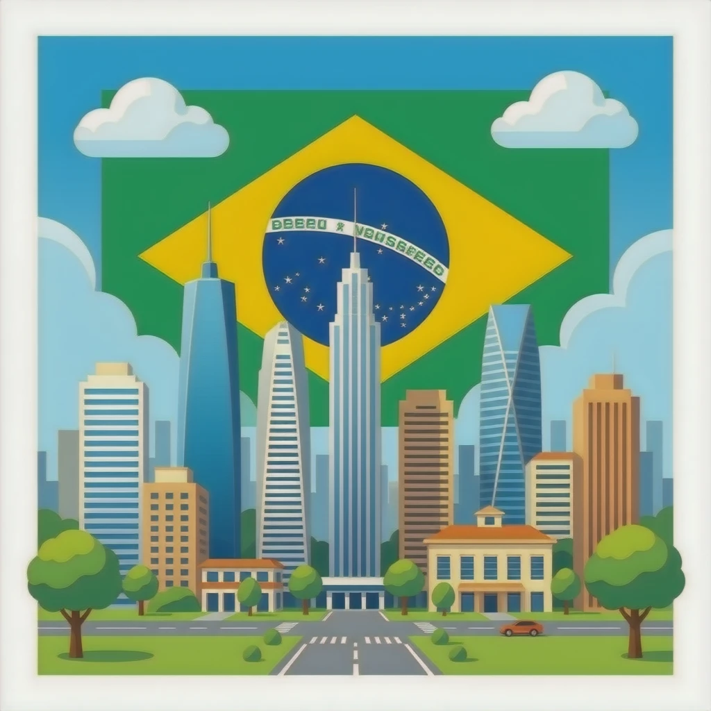 brazilian city high building brazil flag emoji