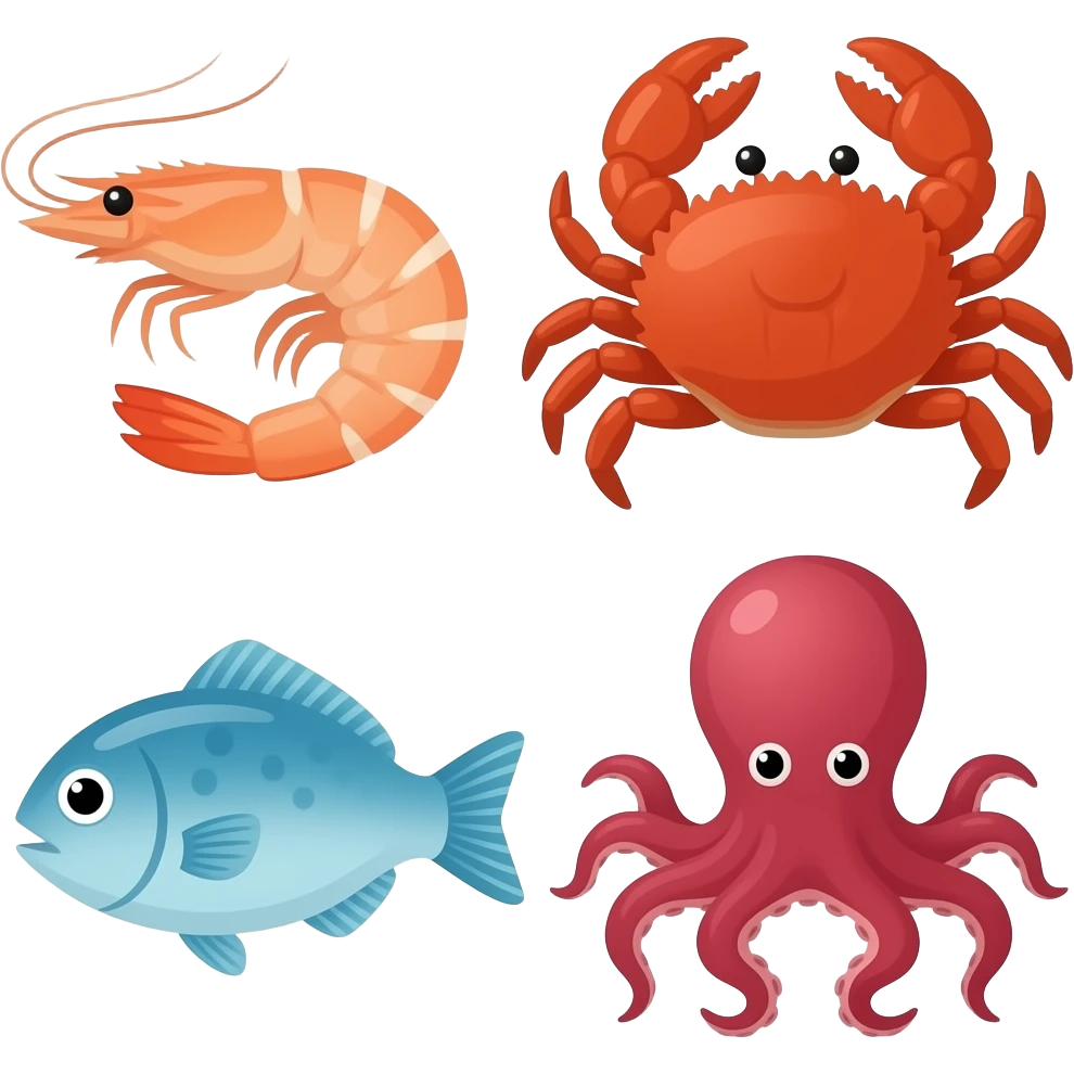 vector flat seafood emoji