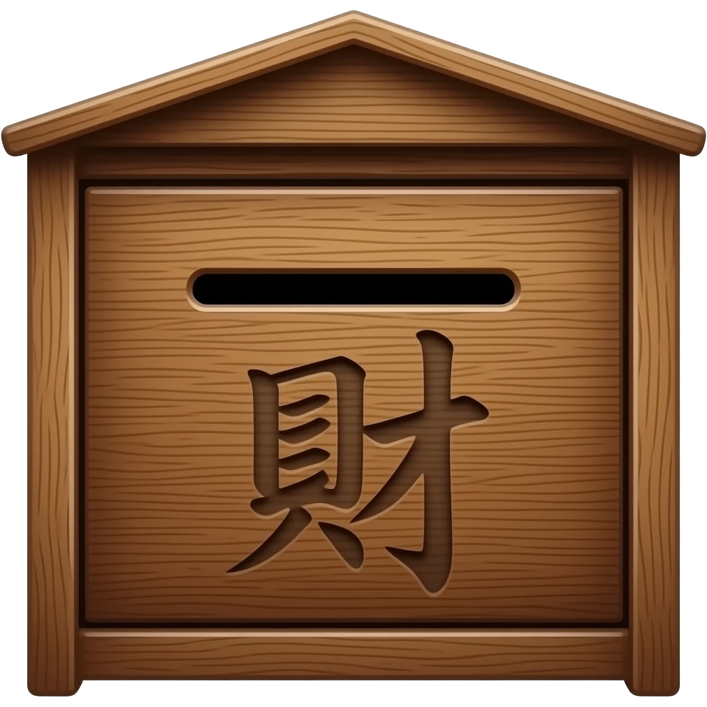 An wooden email inbox with ancient Japanese style emoji