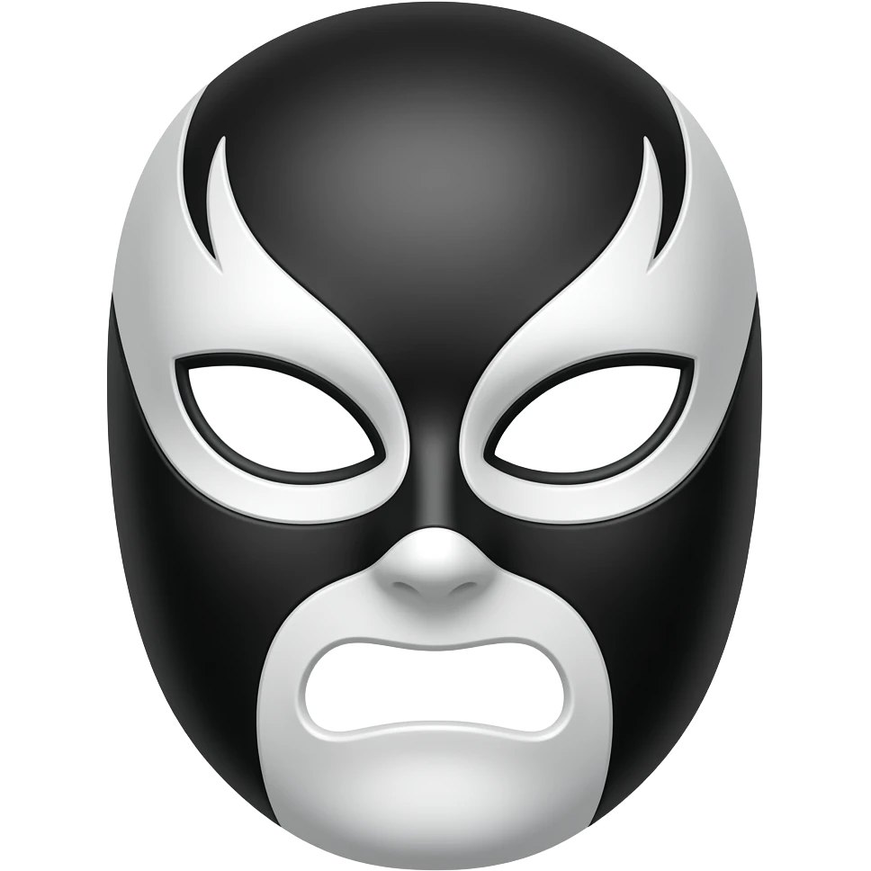 black and white wrestler mask with nobody wearing it emoji