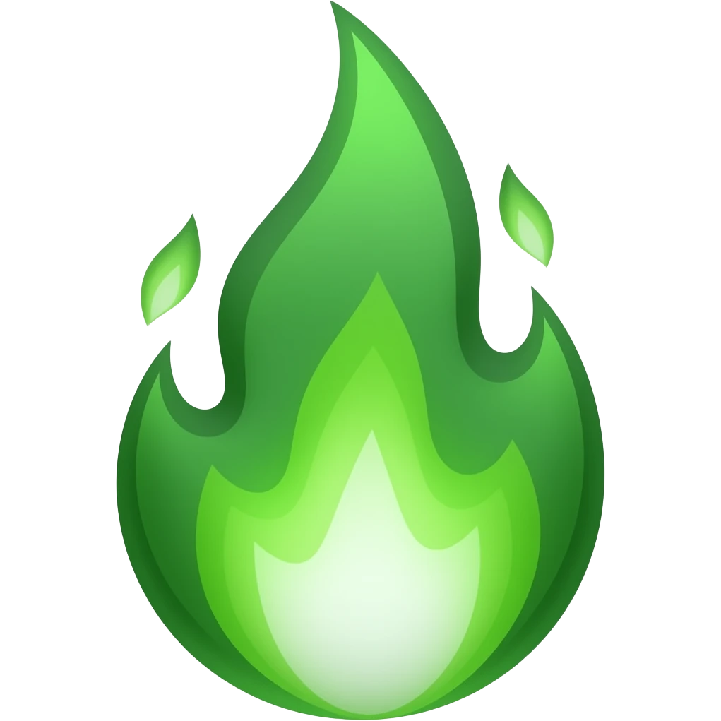 can you make a flame with a color green the flame i want it to use that emoji to set a nickname to my friend emoji
