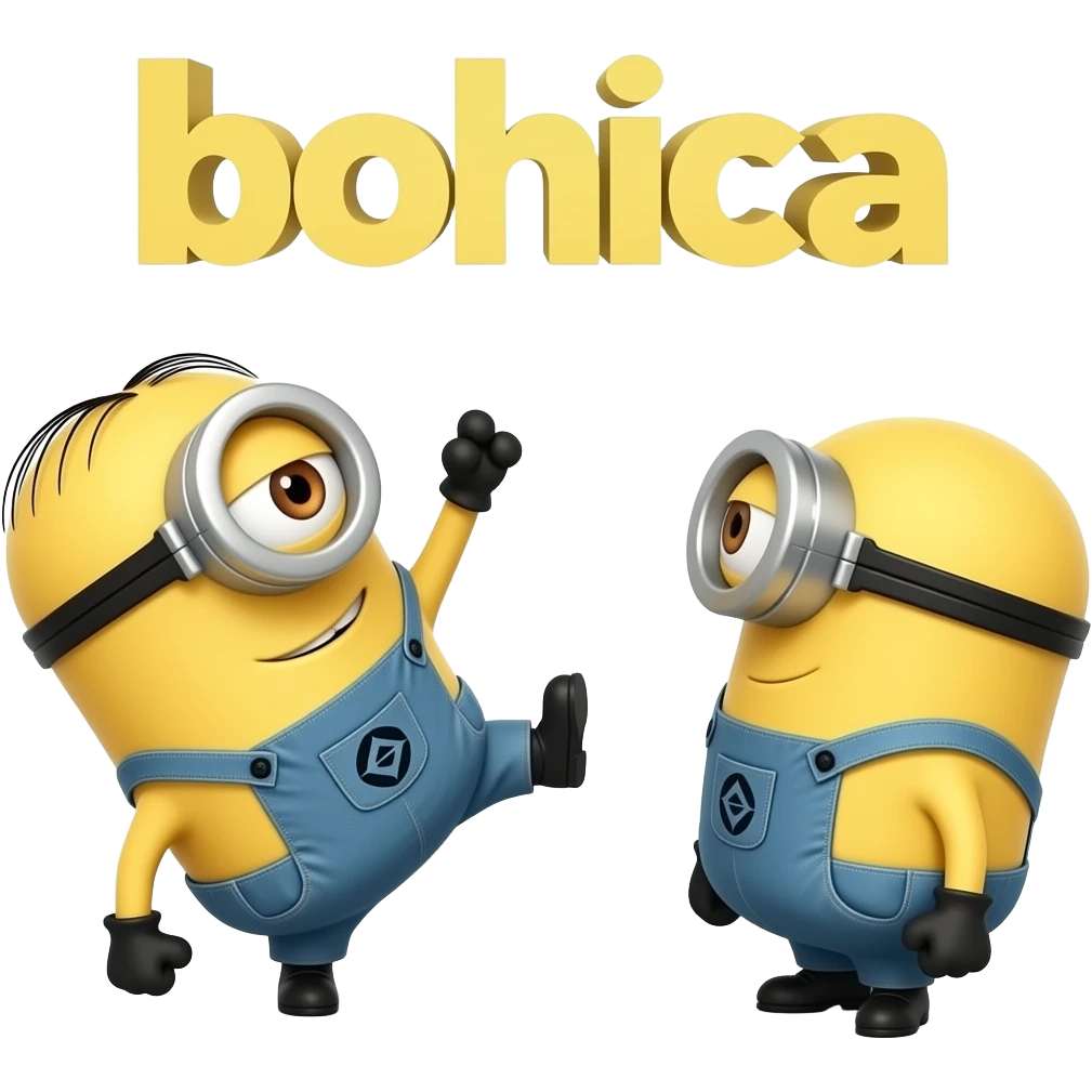 1 bent over second minion Kicking first 1  text bohica emoji