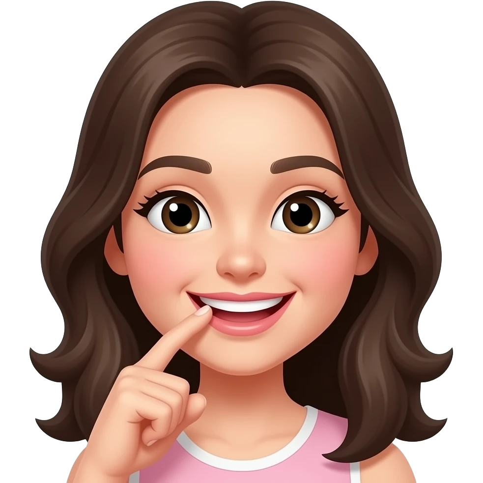 Create a blushing emoji face smiling while biting its finger in a flirty way only one finger emoji