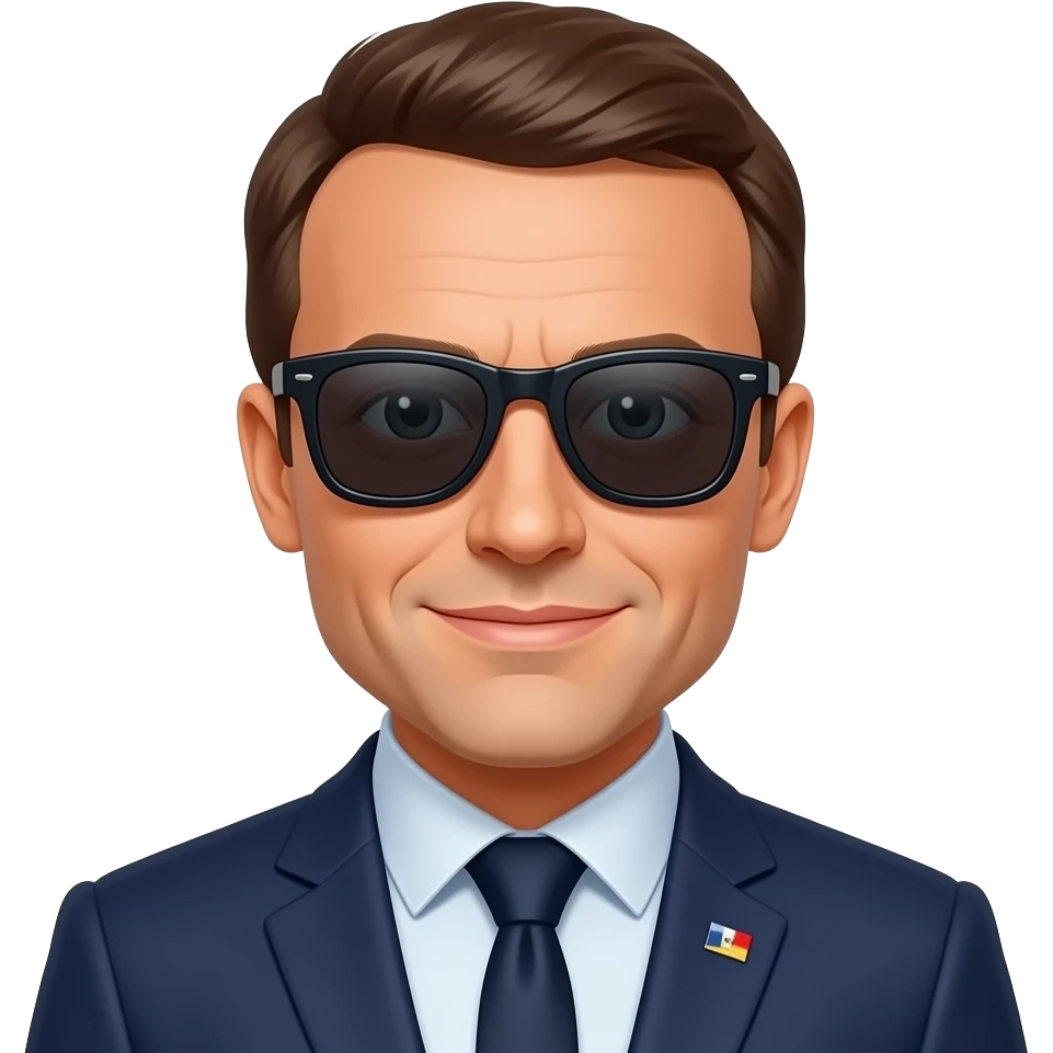 macron avec des lunette de soleil emoji